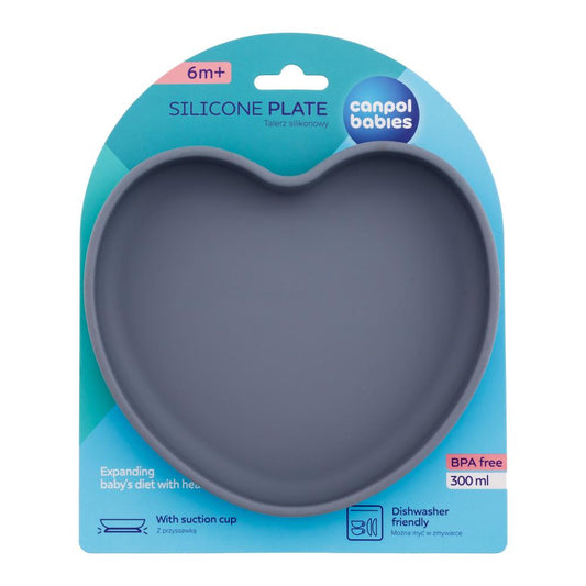 Sílikon Diskur - Suction Plate - Heart Blue