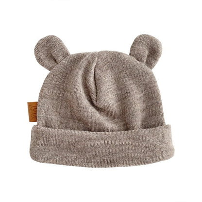 Ungbarna ullarhúfa með bangsaeyrum - Taupe