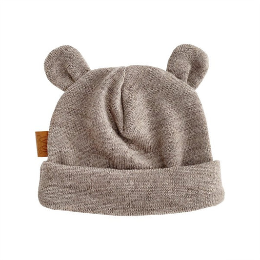 Ungbarna ullarhúfa með bangsaeyrum - Taupe