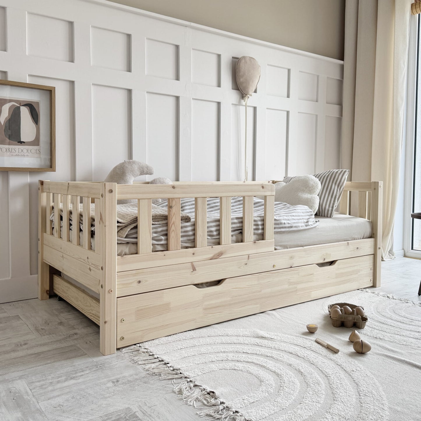 Barnarúm Basic David Natural PLUS 190x90cm - Pure Wood Collection - VÆNTANLEGT Í LOK JÚNÍ