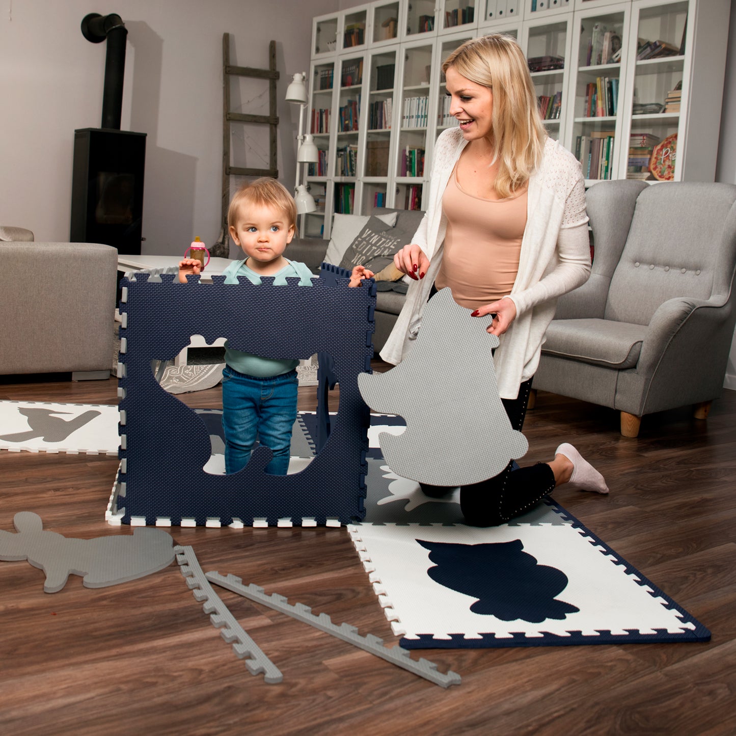 Púslmotta - Forest Navy Blue XXL 180/180cm - FORPÖNTUN