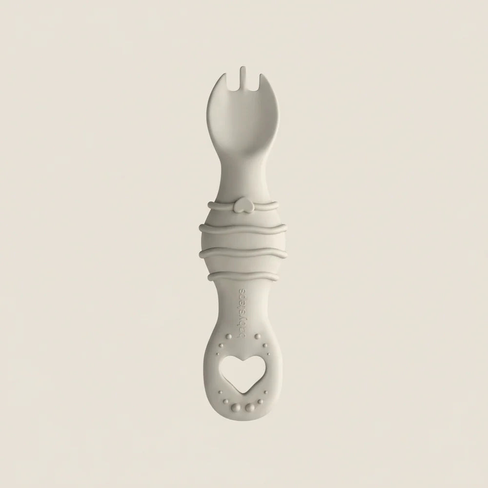 Sílikon Skeið & Gaffall - Cream
