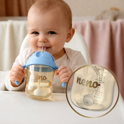 Glas með röri - Neno Bebesito Blue 240ml