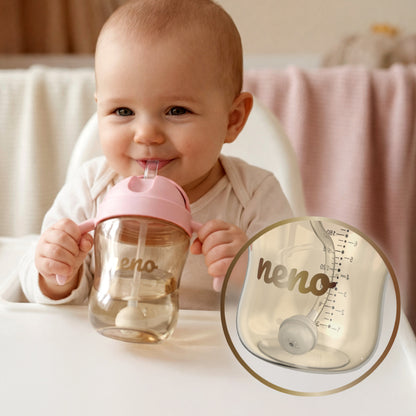 Glas með röri - Neno Bebesito Pink 240ml
