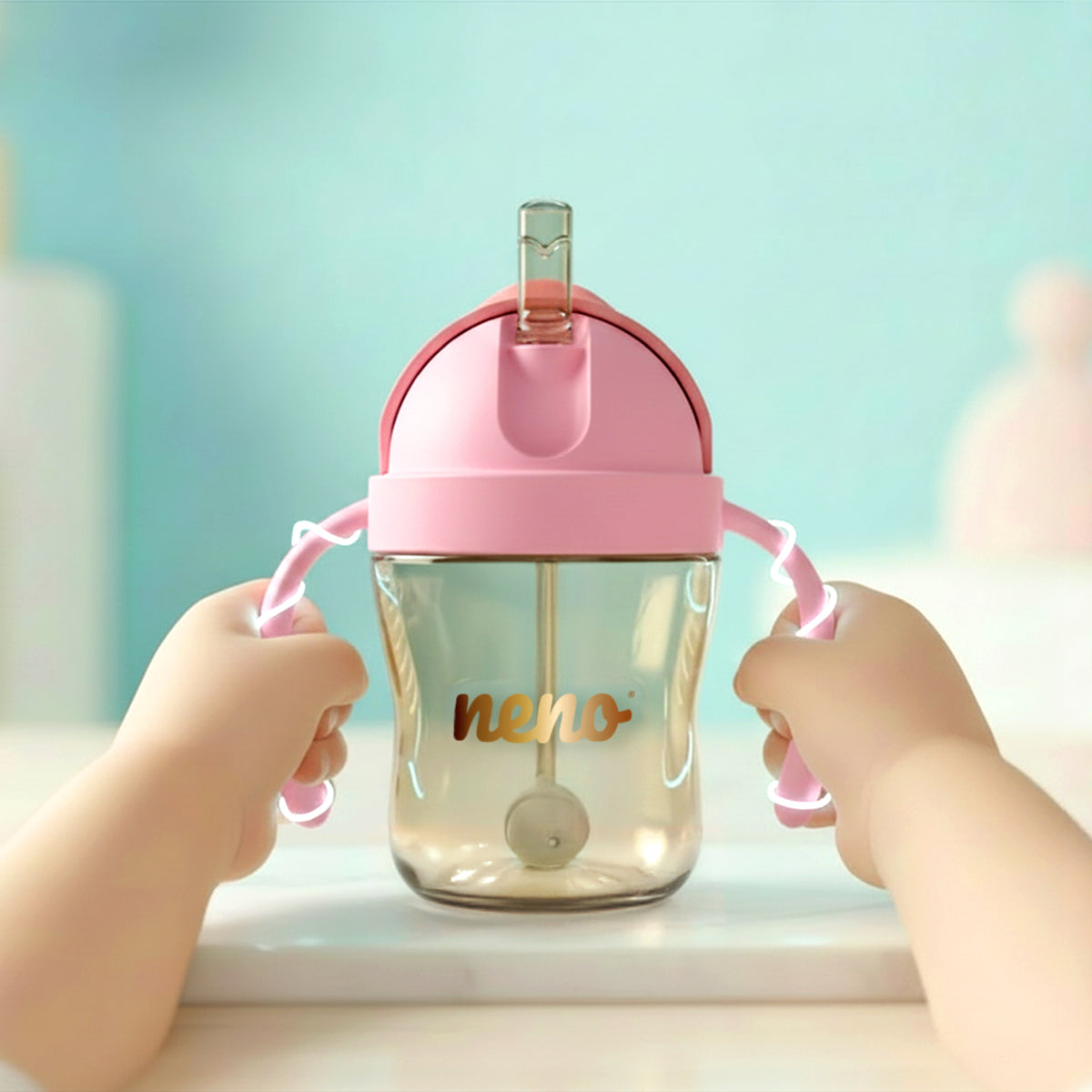Glas með röri - Neno Bebesito Pink 240ml