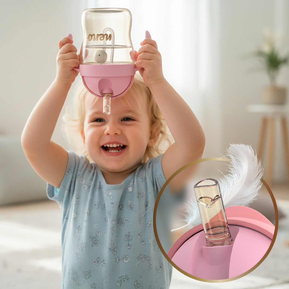 Glas með röri - Neno Bebesito Pink 240ml