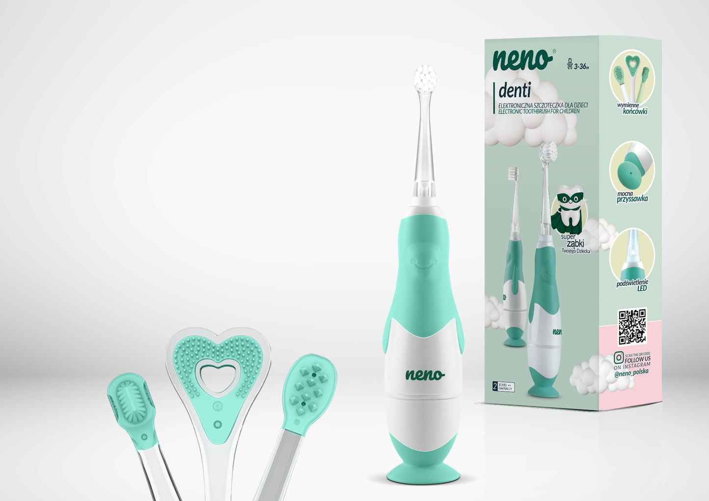 Rafmagnstannbursti - Neno Denti Mint (3-36 mánaða)