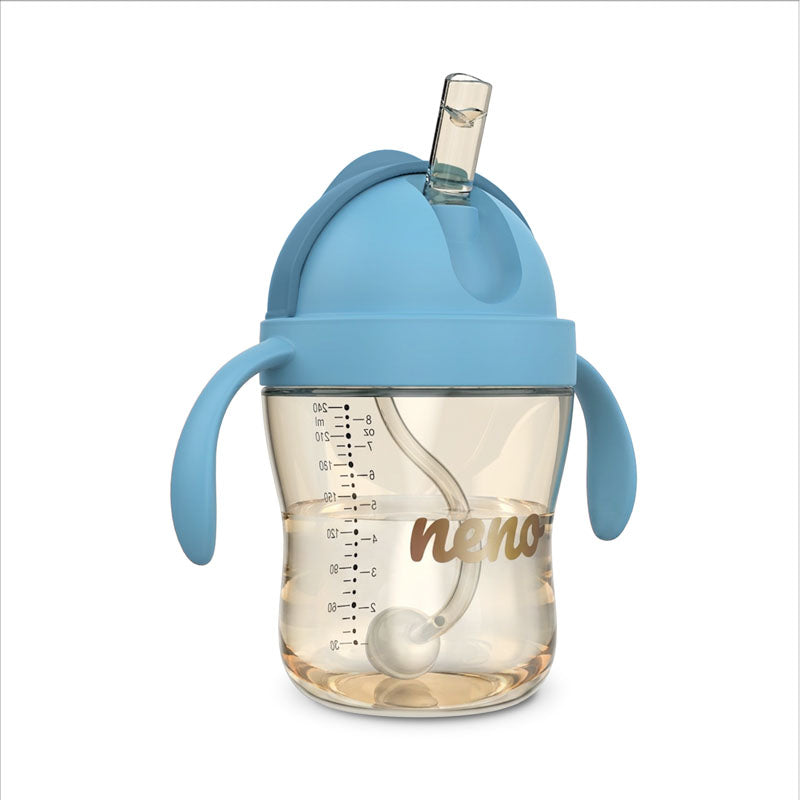 Glas með röri - Neno Bebesito Blue 240ml
