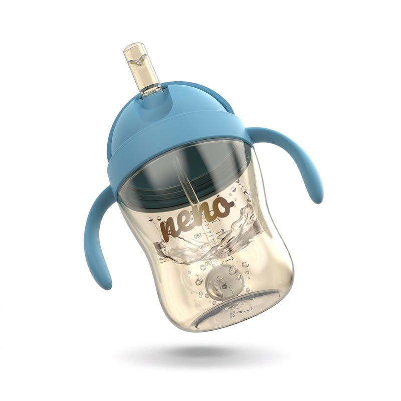 Glas með röri - Neno Bebesito Blue 240ml
