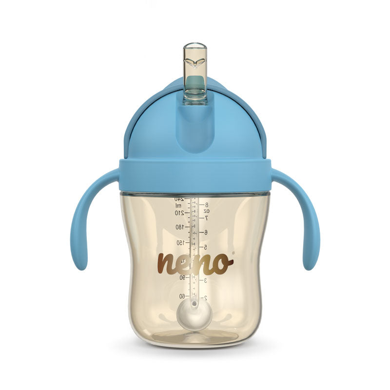 Glas með röri - Neno Bebesito Blue 240ml