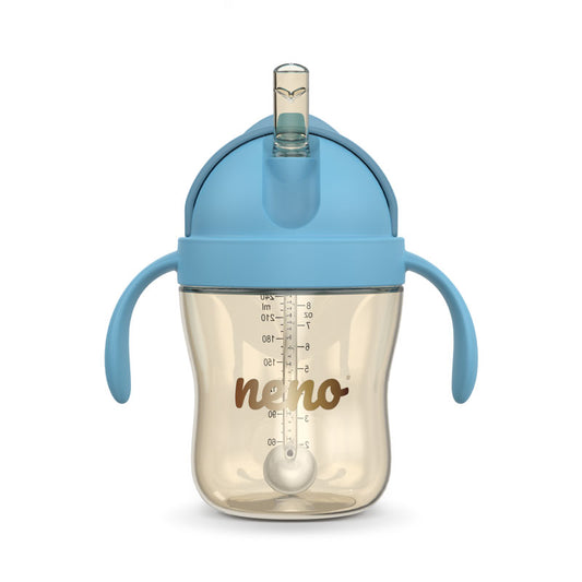 Glas með röri - Neno Bebesito Blue 240ml