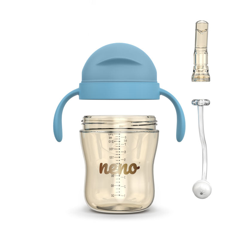 Glas með röri - Neno Bebesito Blue 240ml