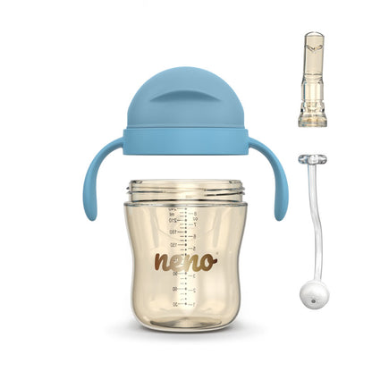Glas með röri - Neno Bebesito Blue 240ml