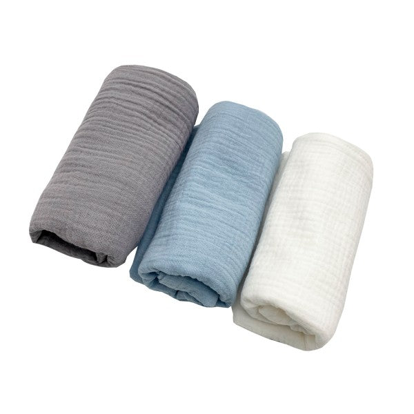 Muslin Taubleyjur Deluxe - 3stk Light Blue