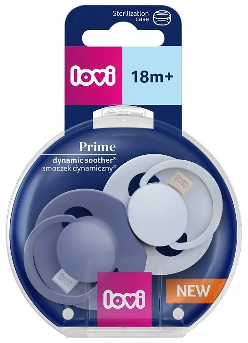LOVI Prime Sílikon Snuð - 18+ mánaða - Baby Blue/Blue 2 í boxi