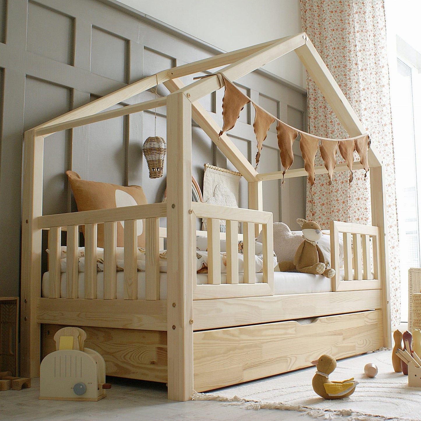 Húsrúm Housebed Natural DUO PLUS 190x90cm -  Á LAGER