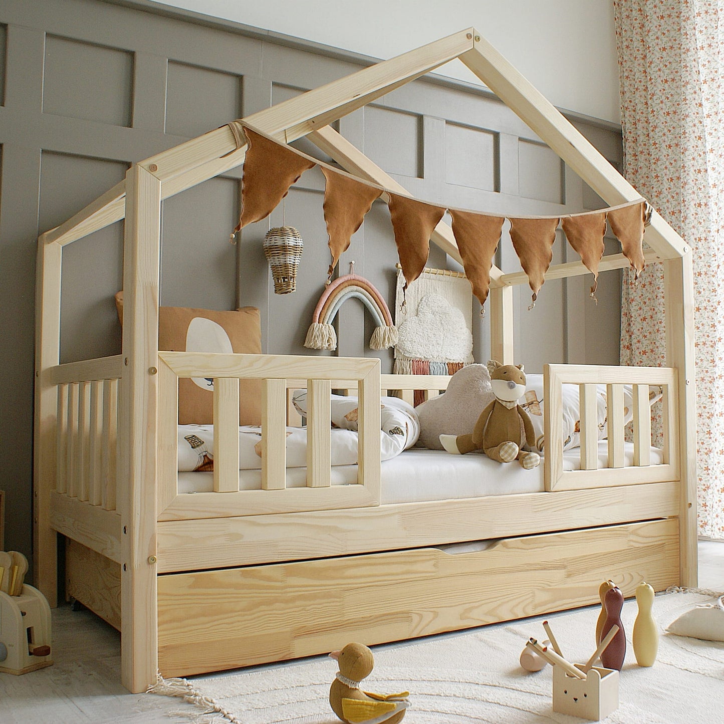 Húsrúm Housebed Natural DUO PLUS 190x90cm -  Á LAGER