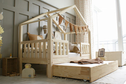Húsrúm Housebed Natural DUO PLUS 190x90cm -  Á LAGER