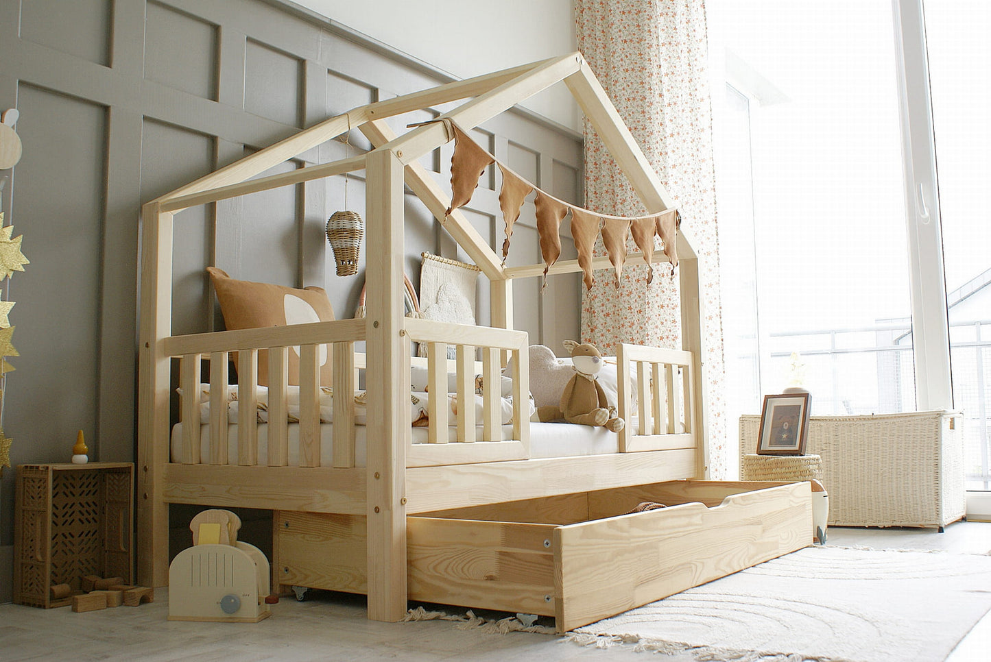 Húsrúm Housebed Natural DUO PLUS 190x90cm -  Á LAGER