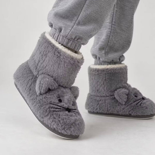 Inniskór - Bootie Slippers Gray Cat