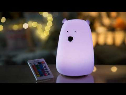 Silicon Lampi með fjarstýringu - Bear Pink