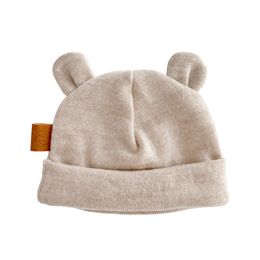 Ungbarna ullarhúfa með bangsaeyrum - Beige