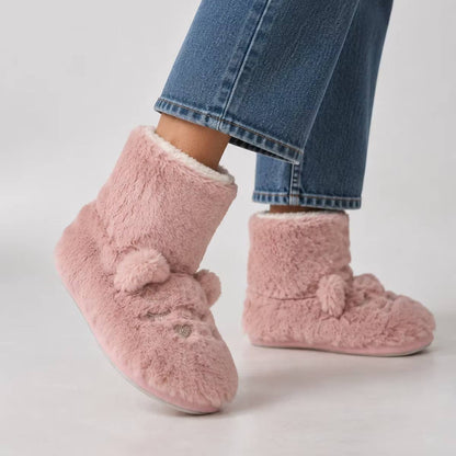 Inniskór - Bootie Slippers Pink Cat