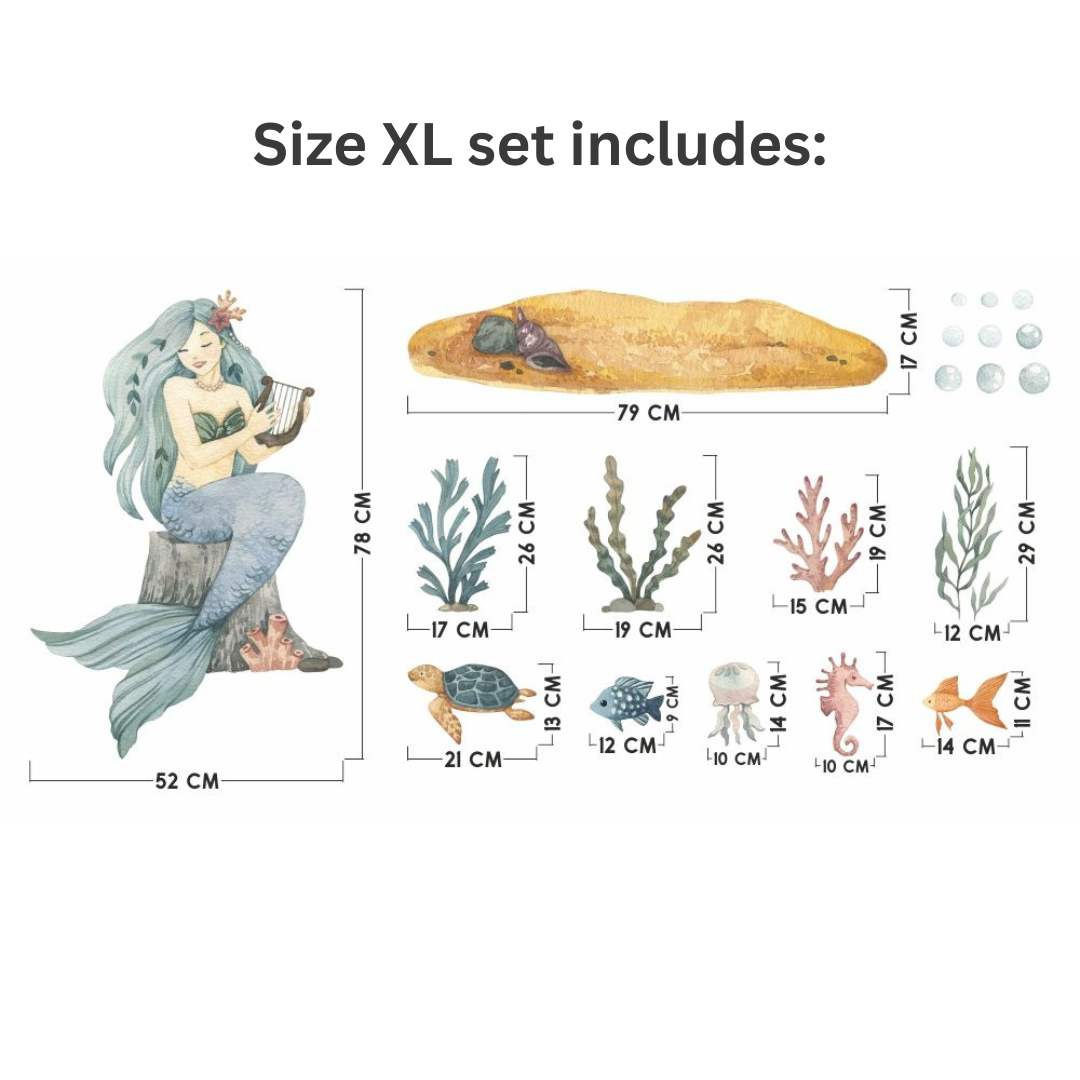 Vegglímmiði - Mermaid Sett