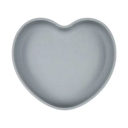 Sílikon Diskur - Suction Plate - Heart Gray Blue