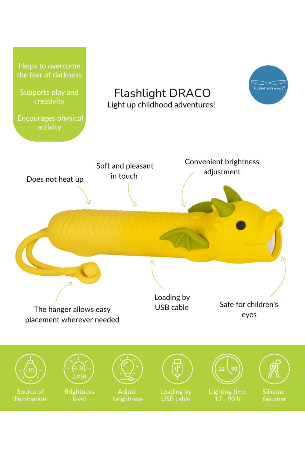 Sílikon Vasaljós USB Rechargable - Draco