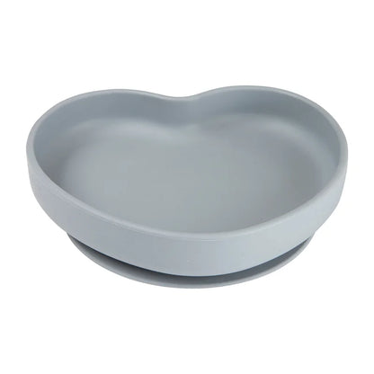 Sílikon Diskur - Suction Plate - Heart Gray Blue