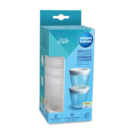 Breast Milk/Food Starage Containers - 4 pcs 180ml