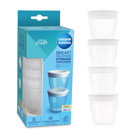 Breast Milk/Food Starage Containers - 4 pcs 180ml