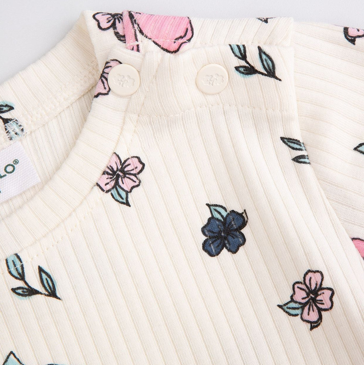 Ungbarnakjóll - Ribbed Flowers