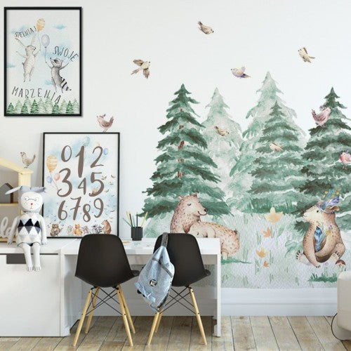 Vegglímmiði - Bears Forest Sett XL