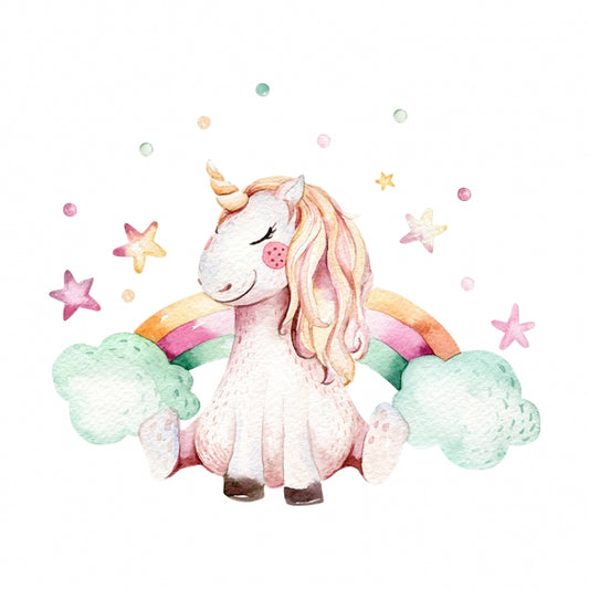 Vegglímmiði - Unicorn & Rainbow L