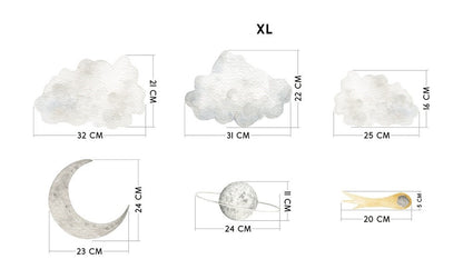 Vegglímmiði - Clouds & Stars XL