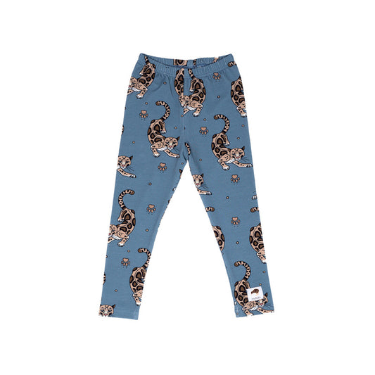 Borneo Blast Organic Leggings - Blue Leopard