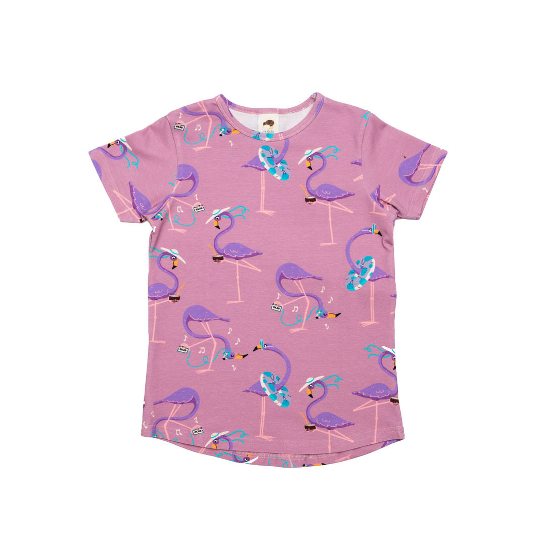 Funky Galapagos Stuttermabolur - Flamingo Pink